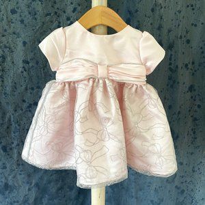 🪩 Koala Baby Boutique 3-6 MO Soft Pink Baby Dress with Metallic Silver Overlay